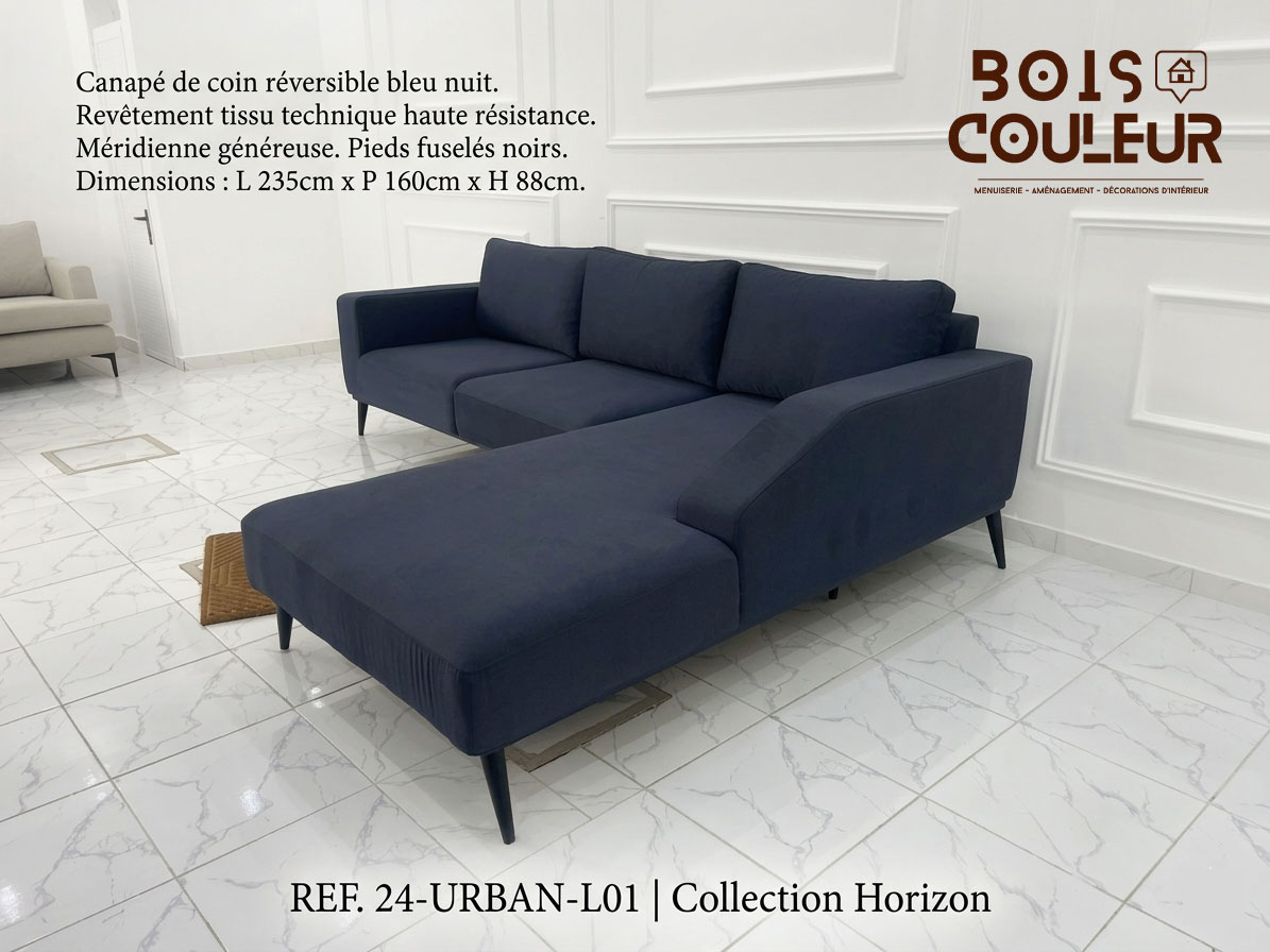 Canapé d'angle réversible Horizon – Bleu Nuit