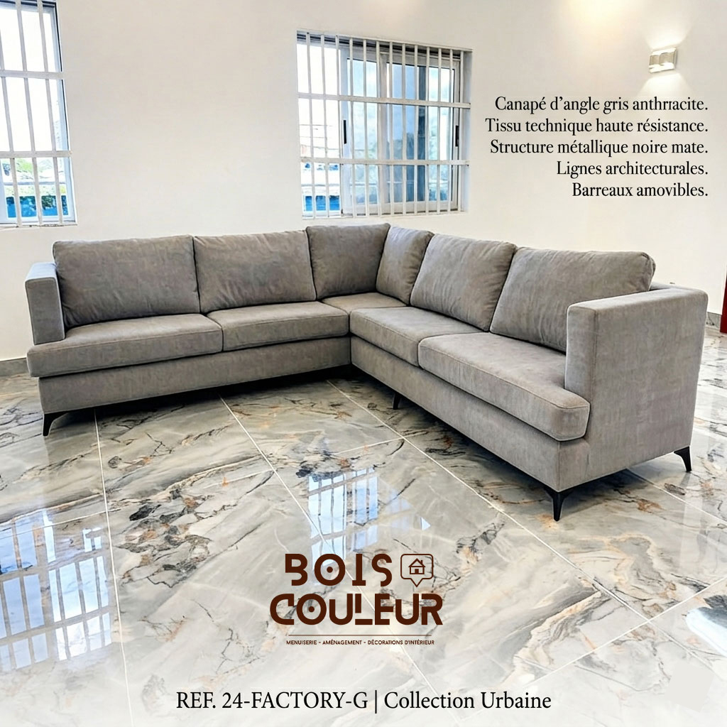 Canapé d'Angle Gris Anthracite – Collection Urbaine