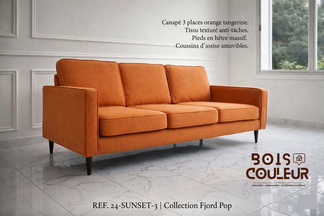 Canapé 3 Places Fjord Pop – Orange Tangerine
