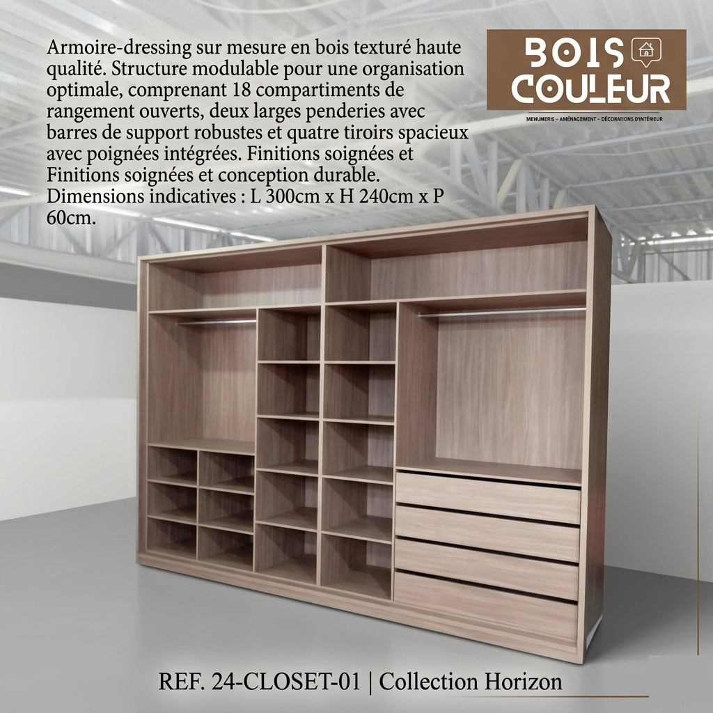 Armoire-Dressing Sur Mesure – 18 Compartiments & Penderies